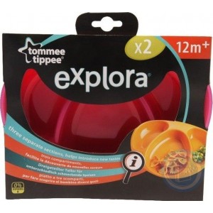 Tommee Tippee Explora 2 x Section Plates Pink/Orange